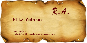Ritz Ambrus névjegykártya